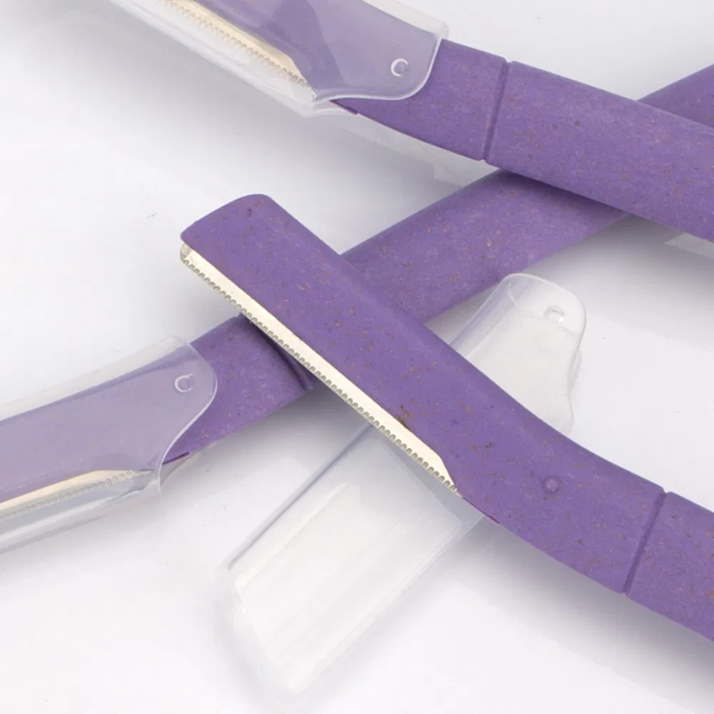 D115 Wheat Straw Material Eyebrow Razor Purple Color Eco-Friendly Custom Color Acceptable Eyebrow Trimmer