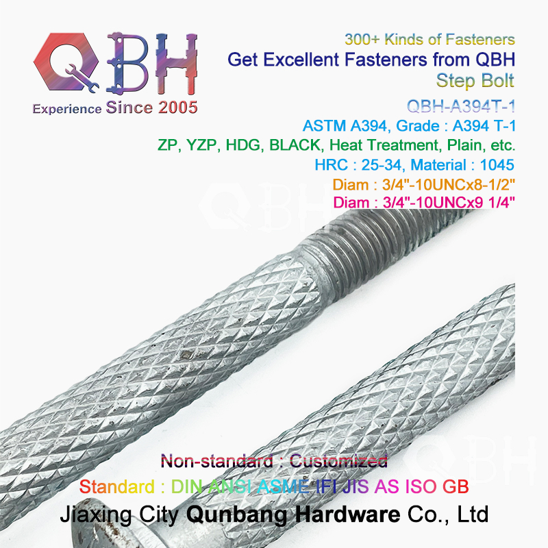 Qbh Standard Customized Any Size Color Surface ASTM A394 Type 1 Steel Structure Fastener Fittings Repair Replacements Replace Spare Parts Bridges Step Bolt