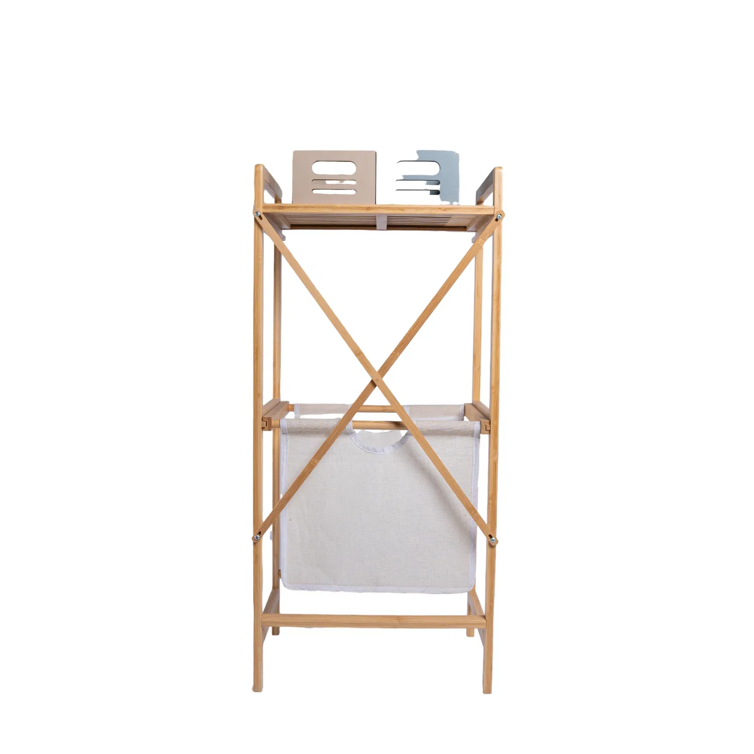 Stand-up Laundry Rack Bamboo Baskets Laundry Baskets Large Bamboo Storage Shelf