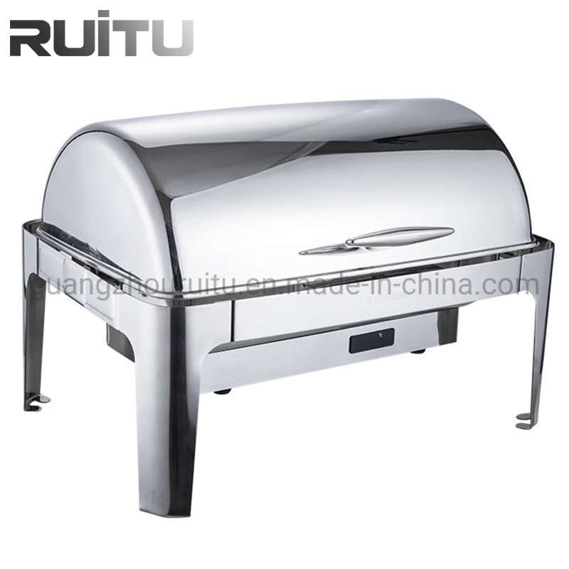 Buffet Restaurant Supplies Kitchen Equipment Dubai Stainless Steel Roll Top Induction Automatic Electric Heating Stove Food Warmers Chafing Dish
