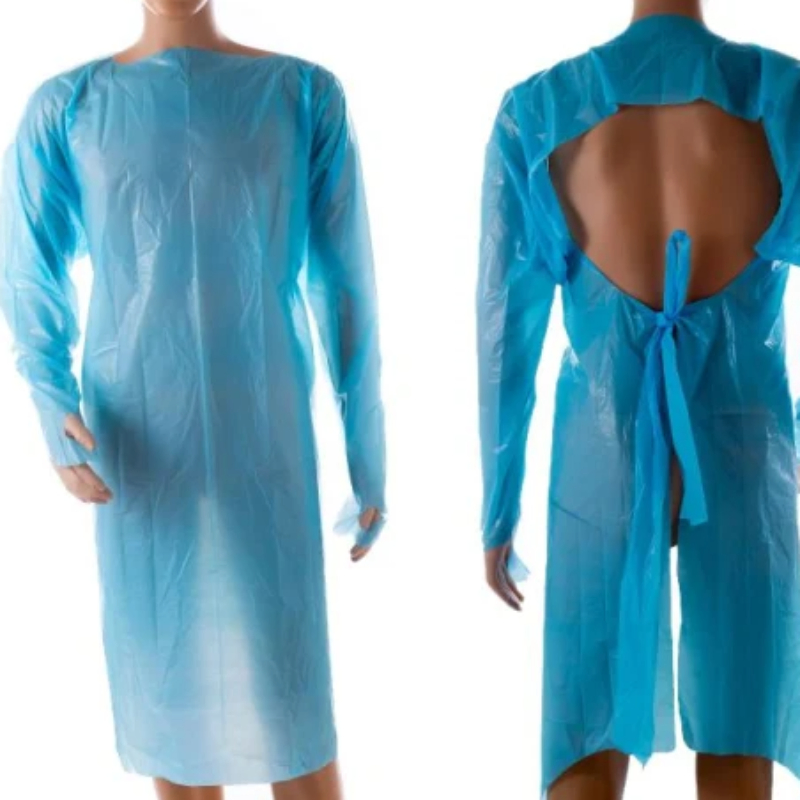 Thumb Loop Waterproof CPE Gown Various Colours for Kitchen Cleaning Hospital