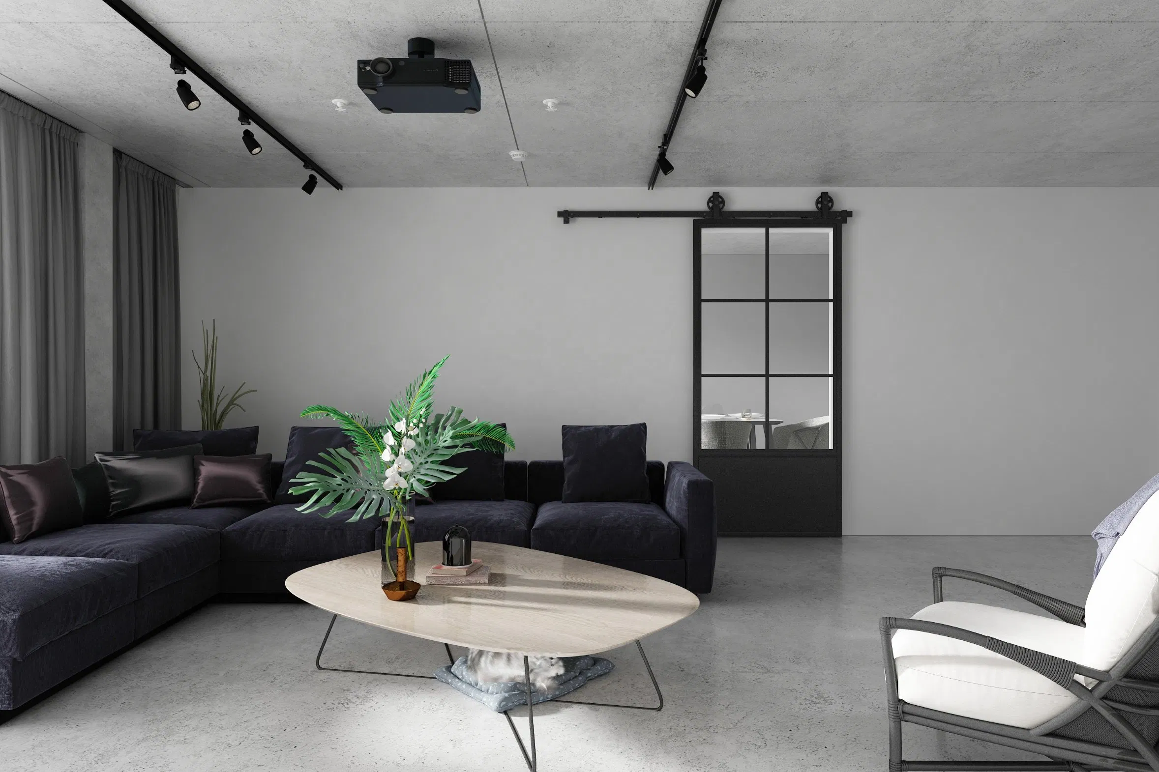 Steel Frame Sliding Glass Door Double Grid Door