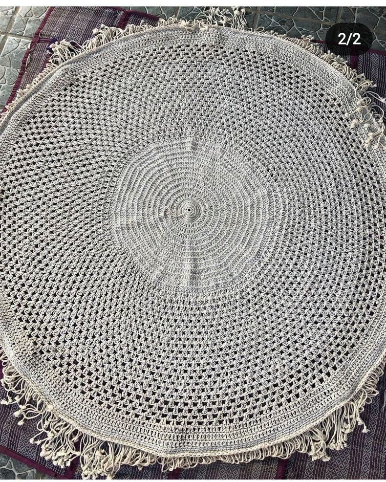 Пляжный зонт макраме с кистями, деревянная ручка