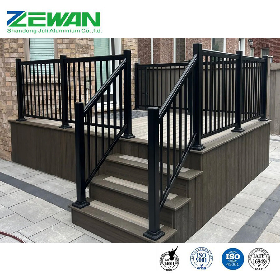 Metal Balcony Fence Handrail Deck Balusters Aluminium Alloy Stair Guardrail External Balustrade Aluminum Staircase Railing with High Quality for Villa
