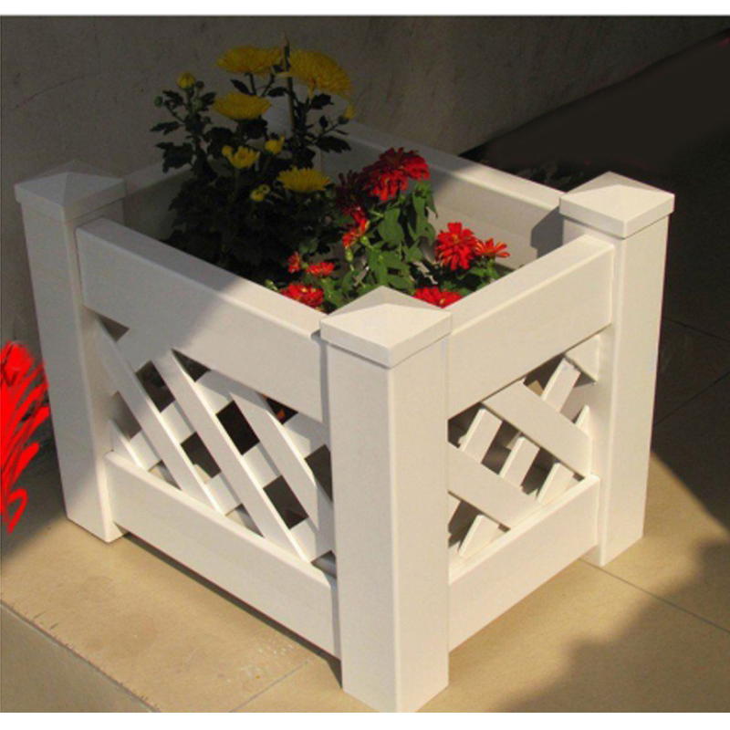 Easy to Assemble PVC White Plastic Square Planting Vegetables Flower Rectangular Raised Urban Garden Box Planters Outdoor Boxes