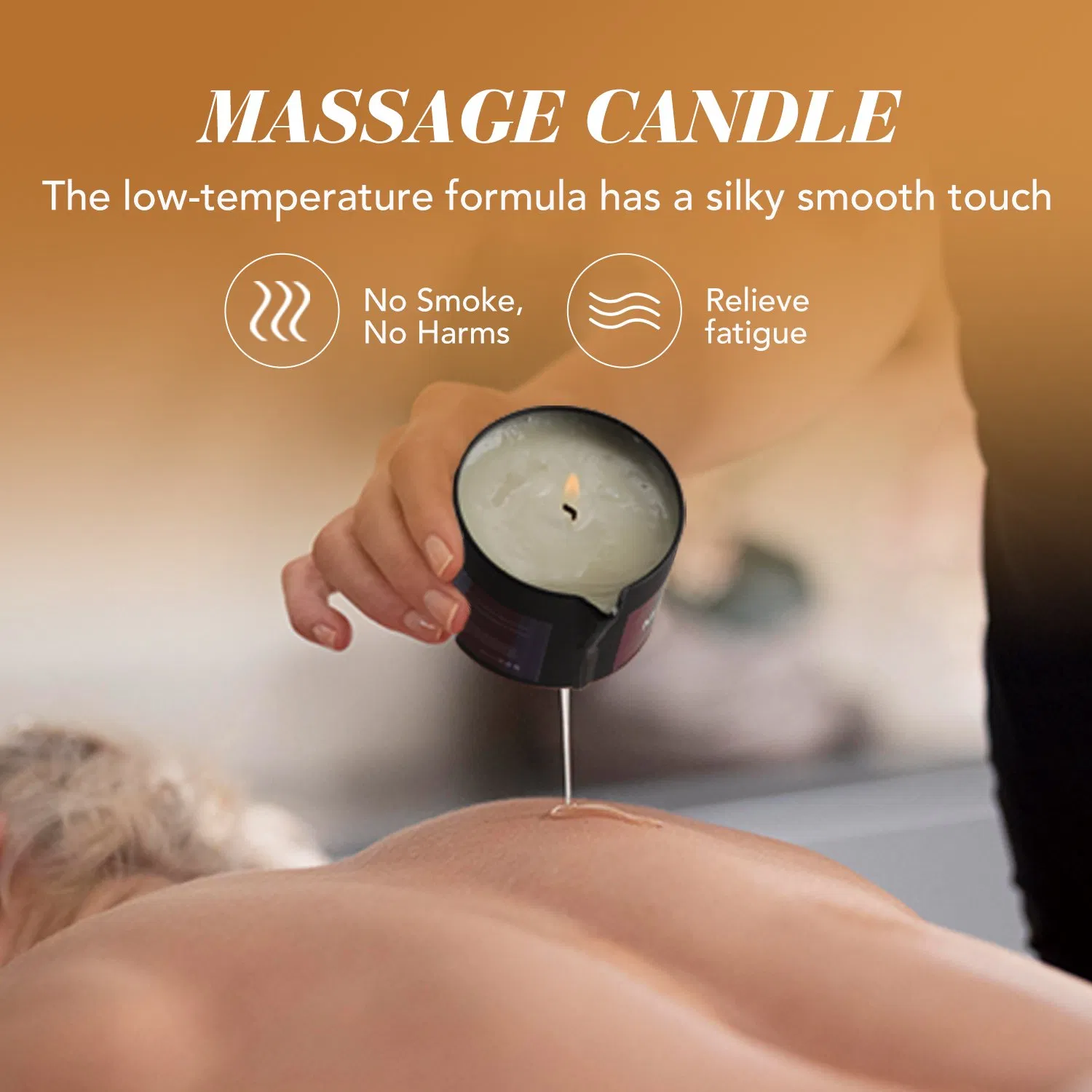 Soybean Wax Warming Massage Candle for Stress Relief Skin Moisturizing