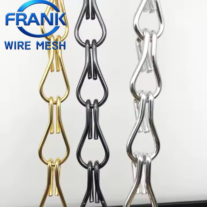 Frosted Treatment Spray Painted Aluminum Double Hook Chain Fly Curtain Mesh for Cosmetics Counter Display Walls