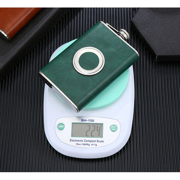 Stainless Steel Wine Pot with Leather Outdoor Metal Telescopic Cup Hip Flask