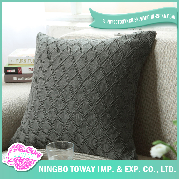 Wholesale Cushion Case Decorative Blue Plain Cotton Throw Pillow Cover