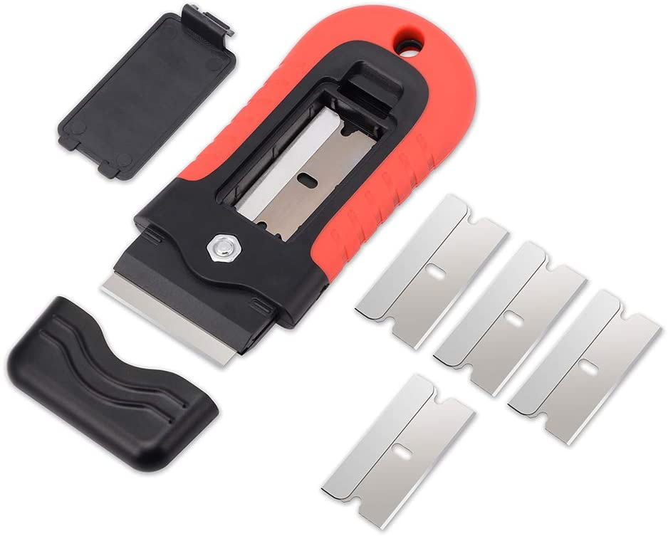 Black-Red Cleaning Scraper Plastic Razor Scraperwith 40X19mm Plastic Blades or Metal Blades