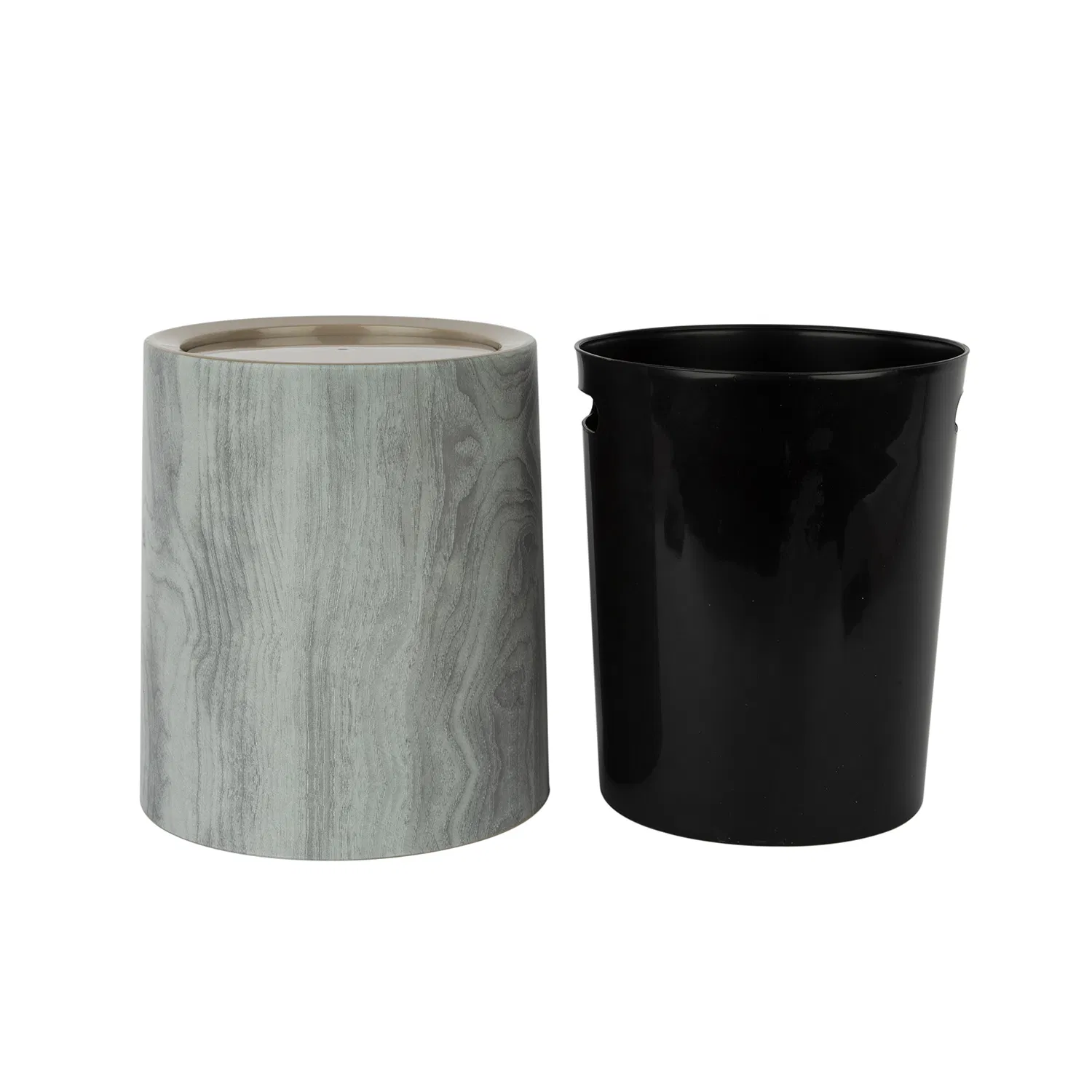 Large Circular Plastic Trash Can with Patterns and Sleeves Dustbin