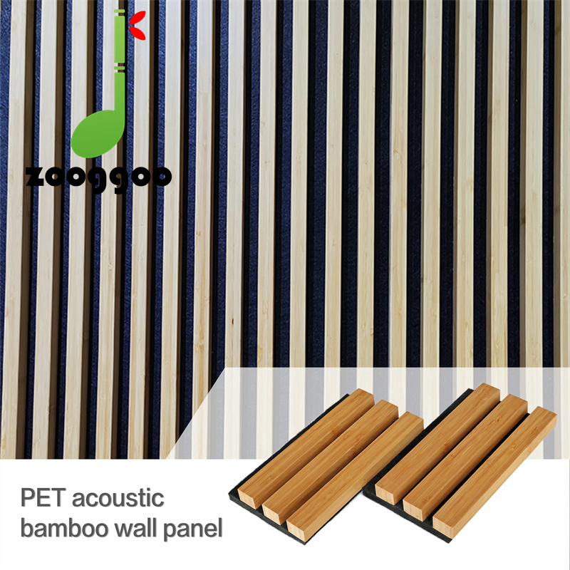 Polyester Acoustic Bamboo Wood Panel Panneau Acoustique Bamboo Acoustic Ceiling Board Panel