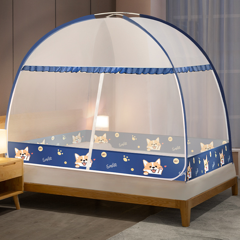 Folding Fiberglass Mosquito Net Bed Canopy Free-Installation Travel Pop up Tent