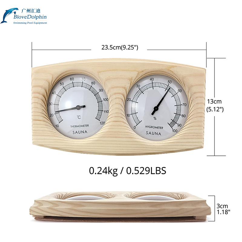 Wooden Mechanical Thermohygrometer Sauna Room Accessories Sauna Thermohygrometer