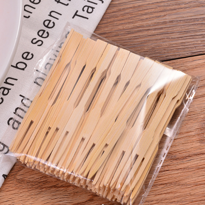 Biodegradable Disposable Bamboo Cutlery Fruit 90mm Mini Fork