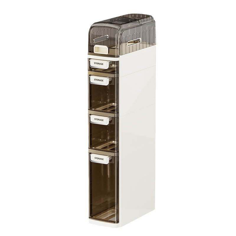 Narrow Bathroom Floor Plastic Drawers Organizer with Tissue Box Storage Cabinet