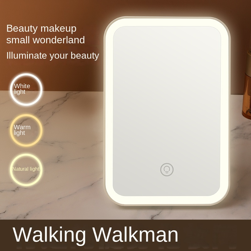 Portable Foldable High-Definition Three-Color LED Desktop Makeup Mirror