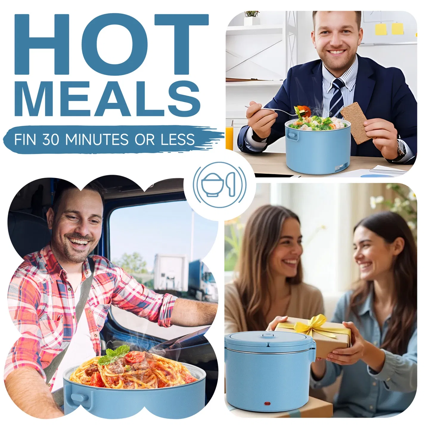 Портативный электрический ланч-бокс 1.5 л с подогревом