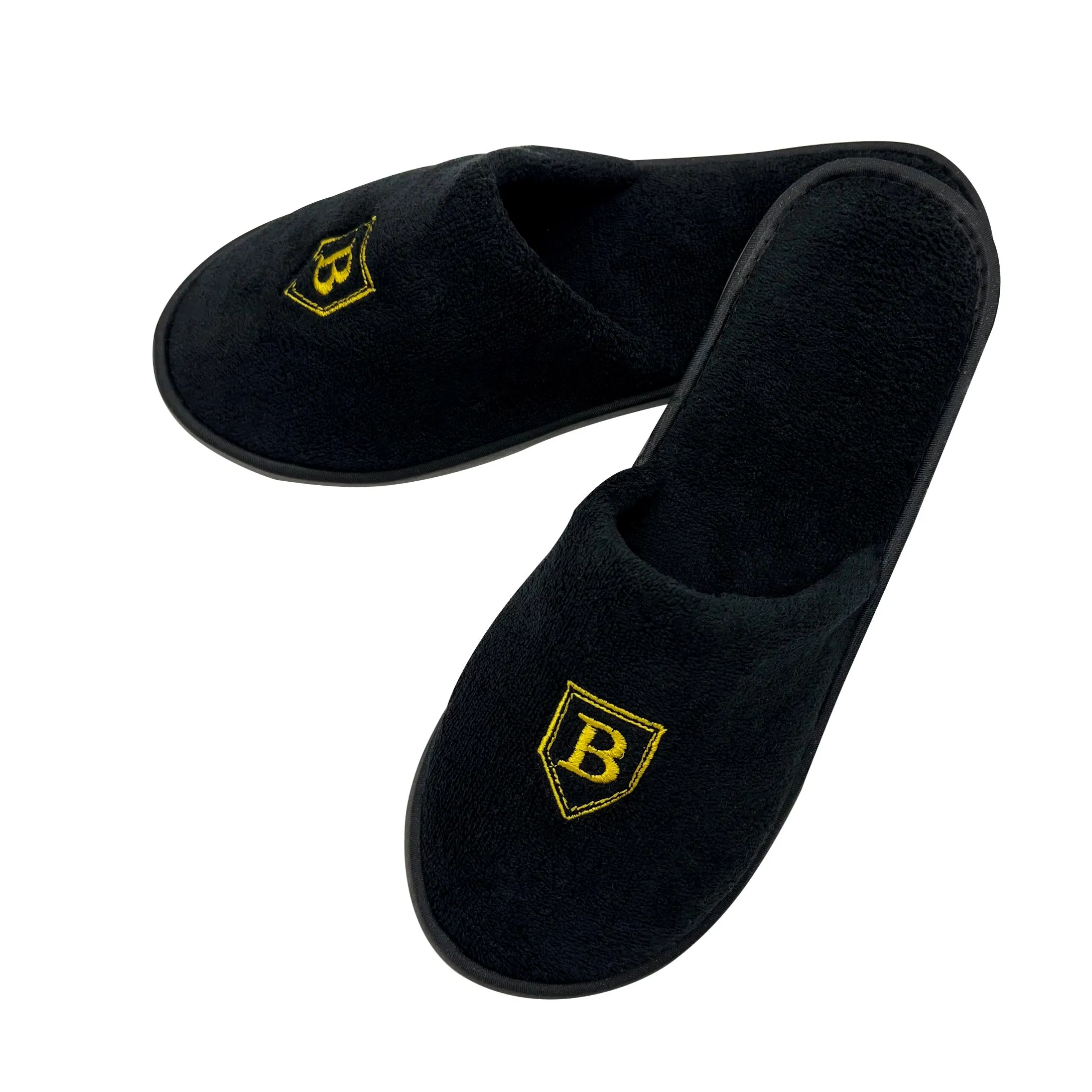 Custom 5 Star Hotel Supplies Embroidered Coral Fleece Hotel Disposable Slippers