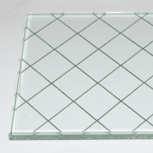 Nashiji Rolled Patterned Steel Wire Filament Wired Safety Glass
