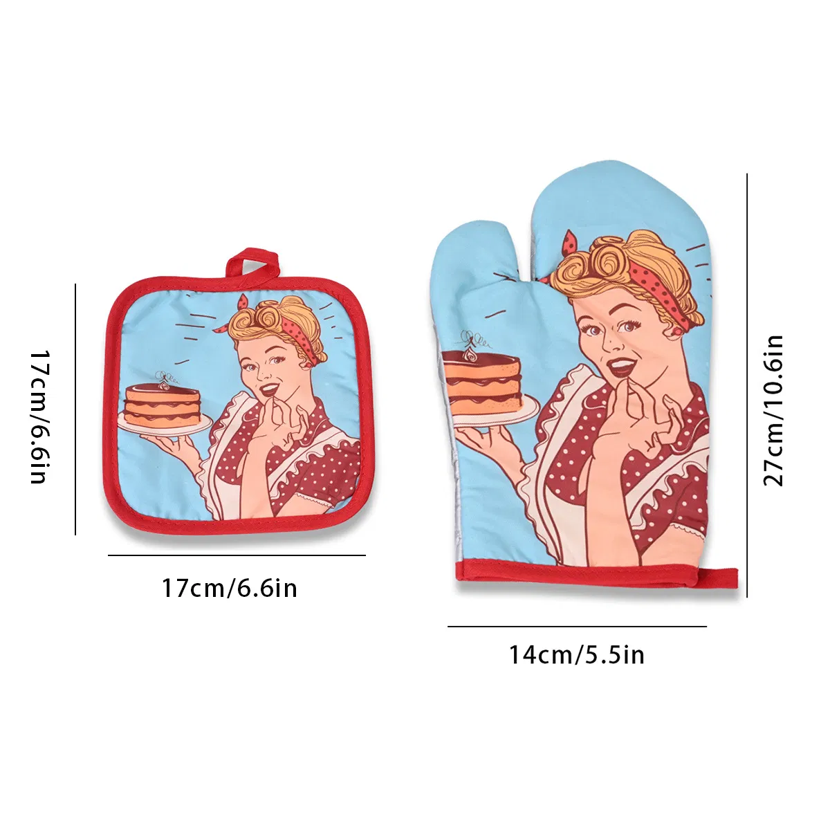 Two-Piece Set of Heat-Insulating Gloves, Microwave Gloves, Oven Gloves and Baking Protective Gloves