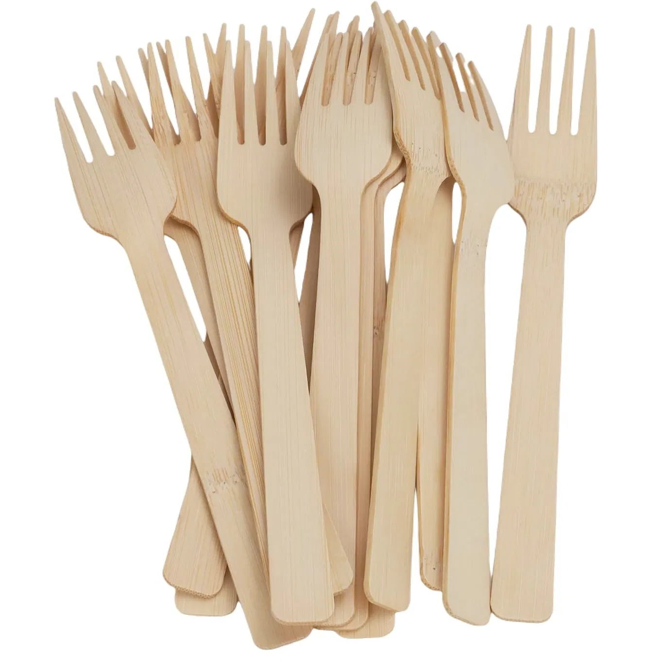100PCS Pack Disposable Biodegradable Custom Printing Wooden Knife Fork Spoon Set Smooth Natural Tableware Bamboo Cutlery for Party Wedding Restaurant
