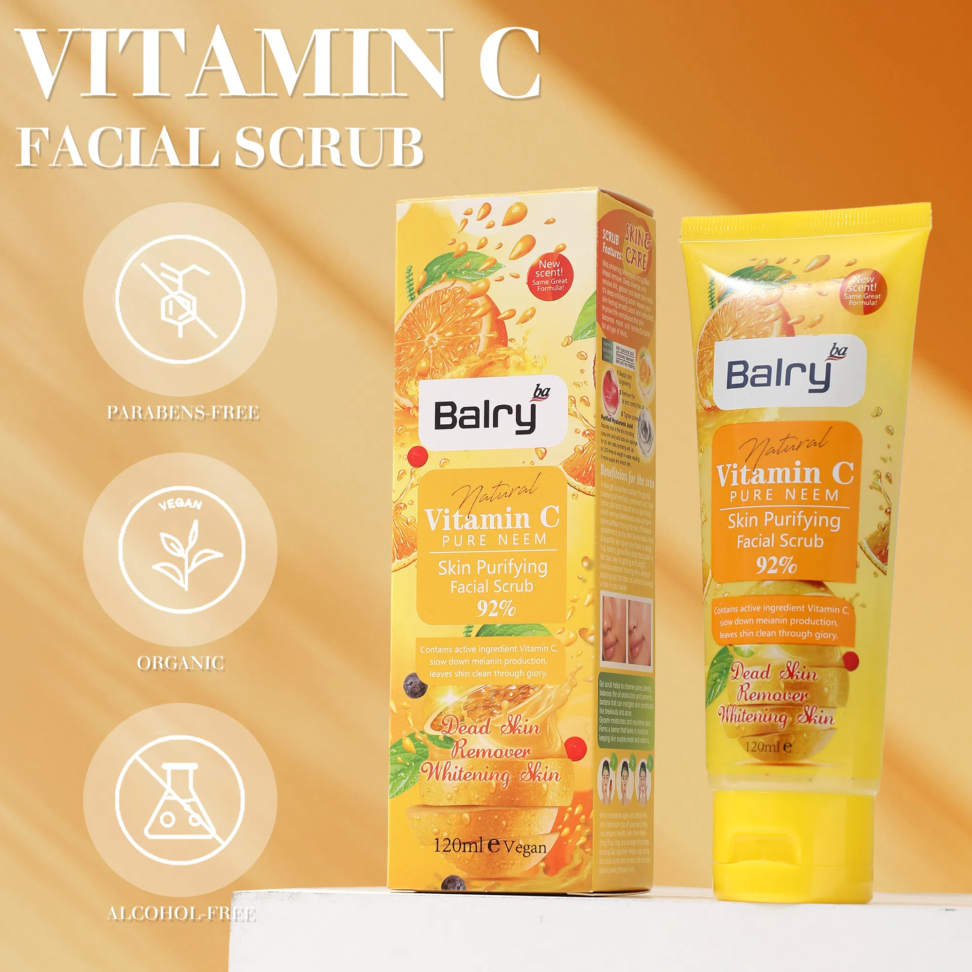 Balry Antioxidant Infused Exfoliator Vitamin C Exfoliating Radiant Skin Facial Scrub