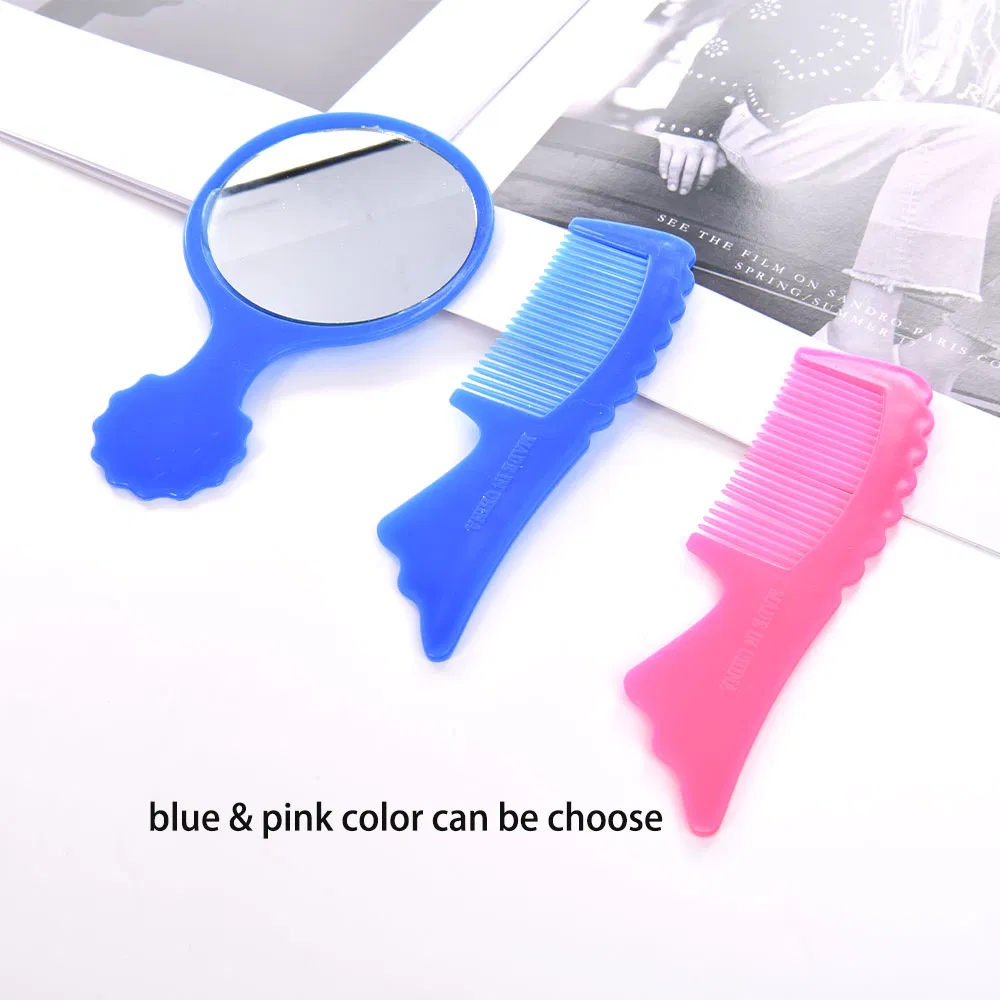 Single Side Travelling Hair Comb with Makeup Glass Hand Mirror