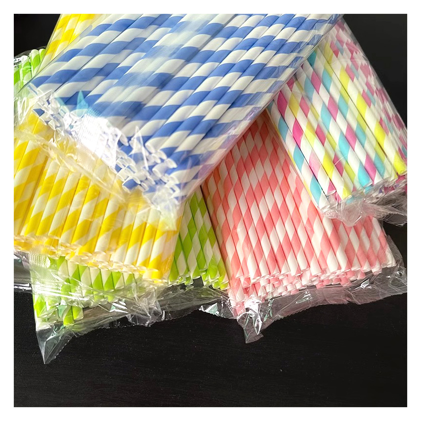 Custom Printed 6mm 12 mm Kraft Paper Individually Bulk Wrapped Black Red White Cocktail Bubble Tea Extendable Drinking Smoothie Straw