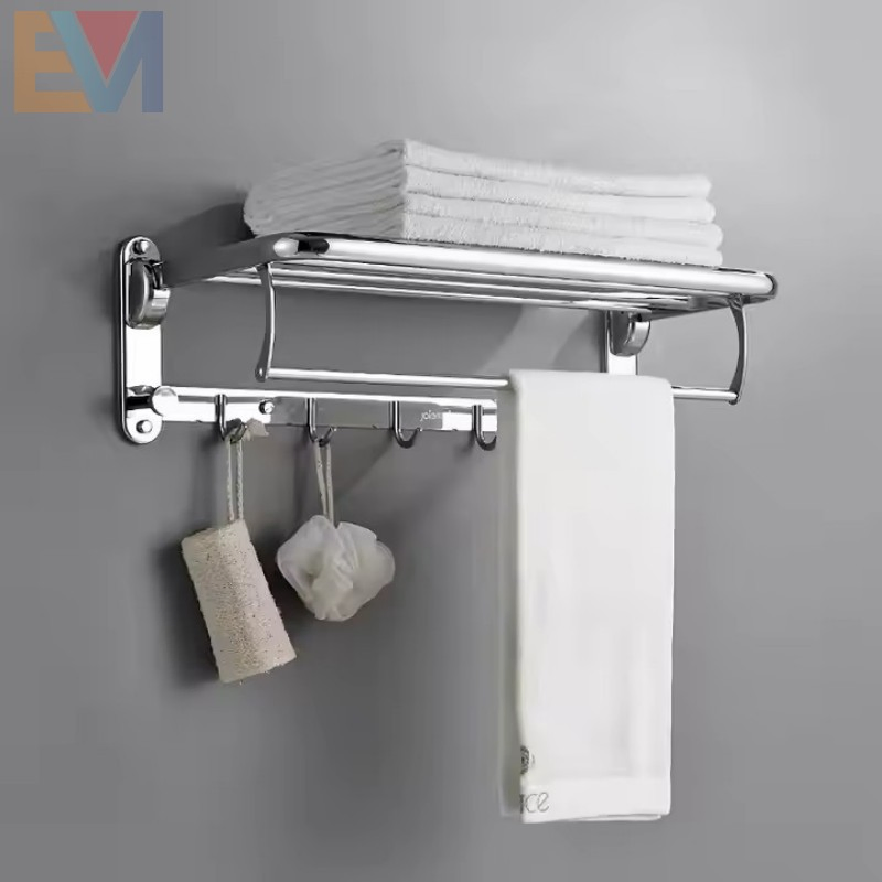 304 Stainless Steel Towel Rack Washroom Foldable Wall Mounted Polished Bathroom Towel Bar