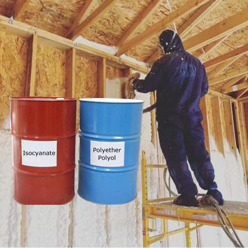 55 Gallon Fireproof Adhesive Thermal Closed Cell PU Machine Spray Foaming Material Polyurethane Chemicals