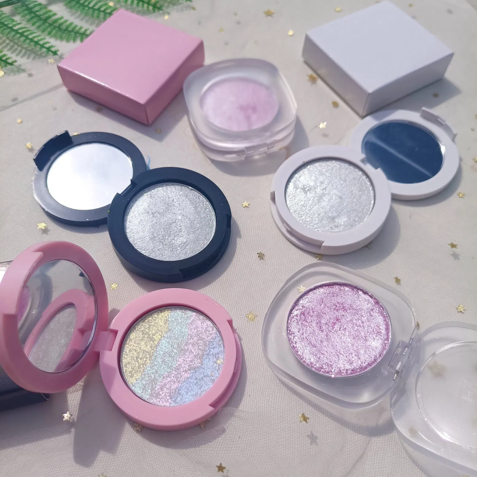 Wholesale Pressed Powder Highlighters Makeup Private Label Custom Bronzer Pink Highlight Vegan Rose Highlighter