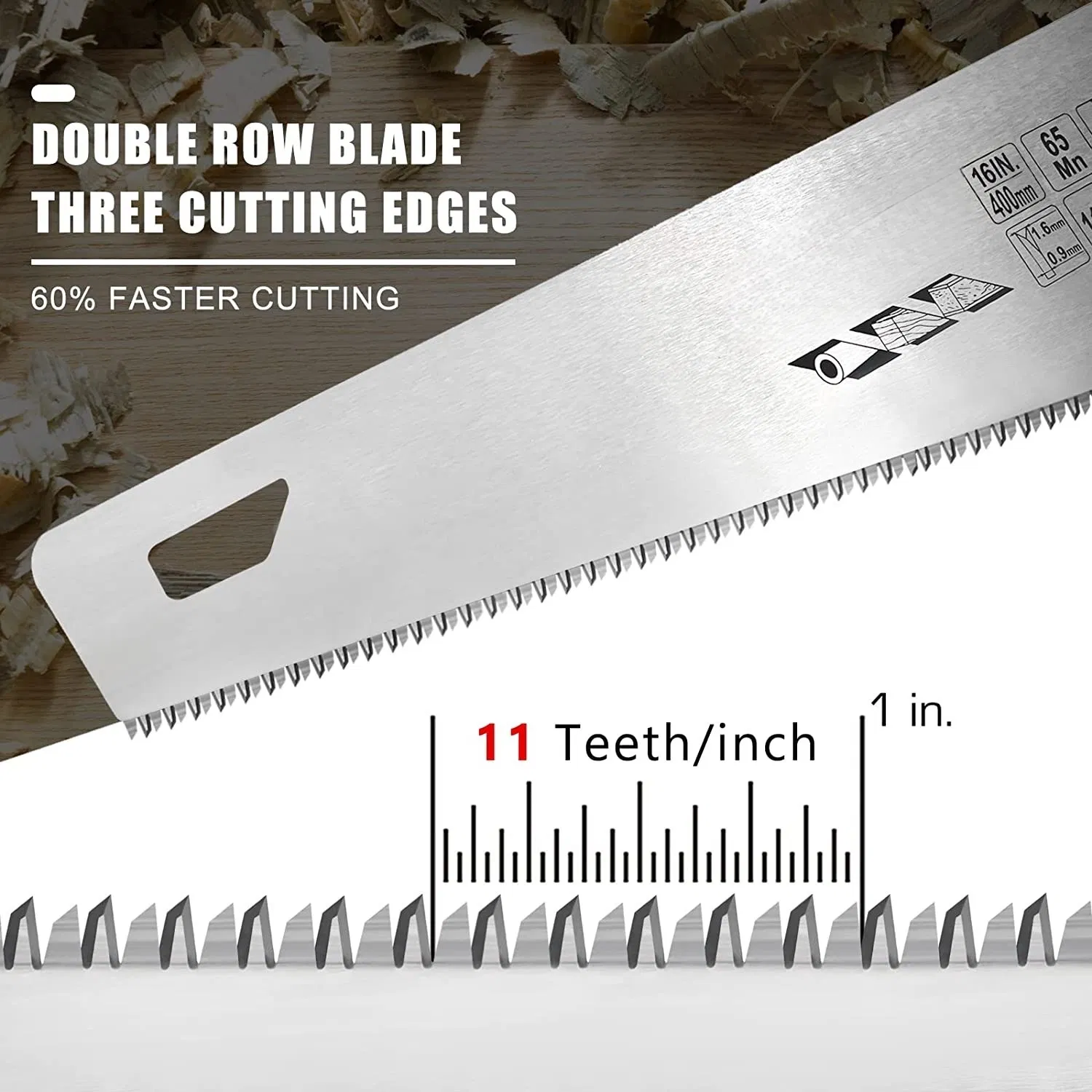 16inches PRO Hand Saw 11 Tpi Fine-Cut Soft-Grip Hardpoint Handsaw Perfect for Sawing Trimming Gardening Cutting Wood Drywall Plastic Pipes Non Slip Handle