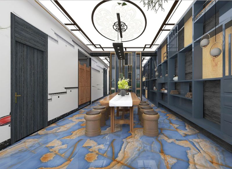 Golden Decorative Porcelain Glazed Marble Tile for Villa Floor and Wall