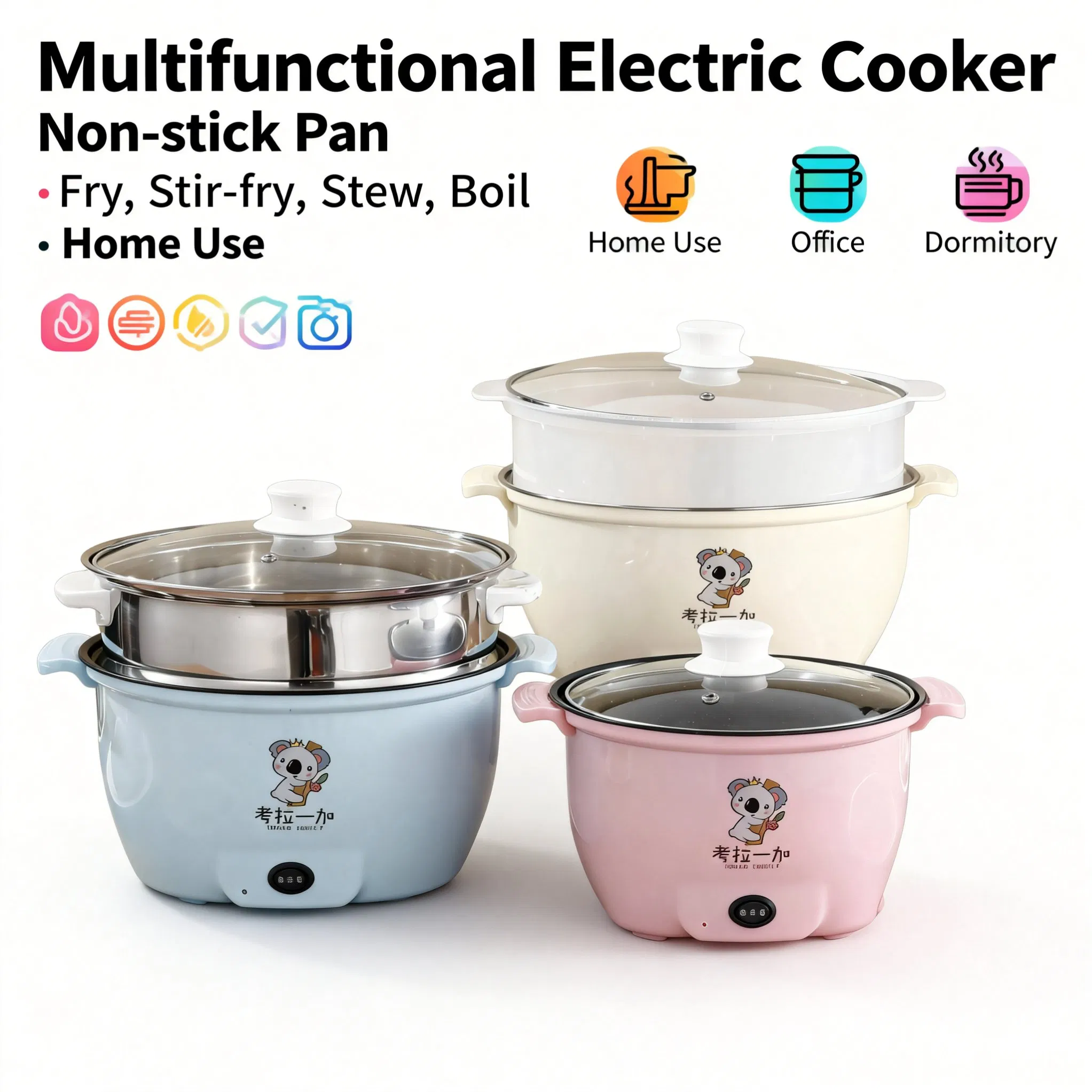 Non Stick Electric Cooking Pot Electric Hot Pot Compact Electric Cooker for Fast Meals, Energy Saving Design for Household Use
