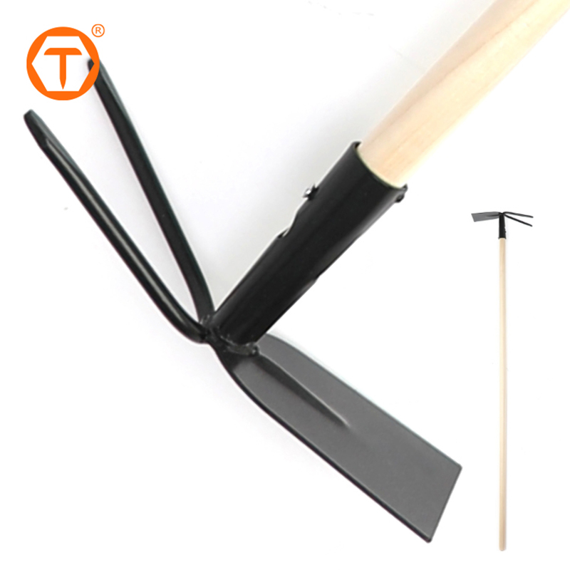 Lawn Cultivator Wooden Digging Fork Garden Tools Professional Farming Soil Weeding Hoe