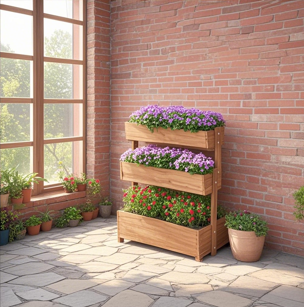 Горшки садовые деревянные 3 уровня грядки приподнятые