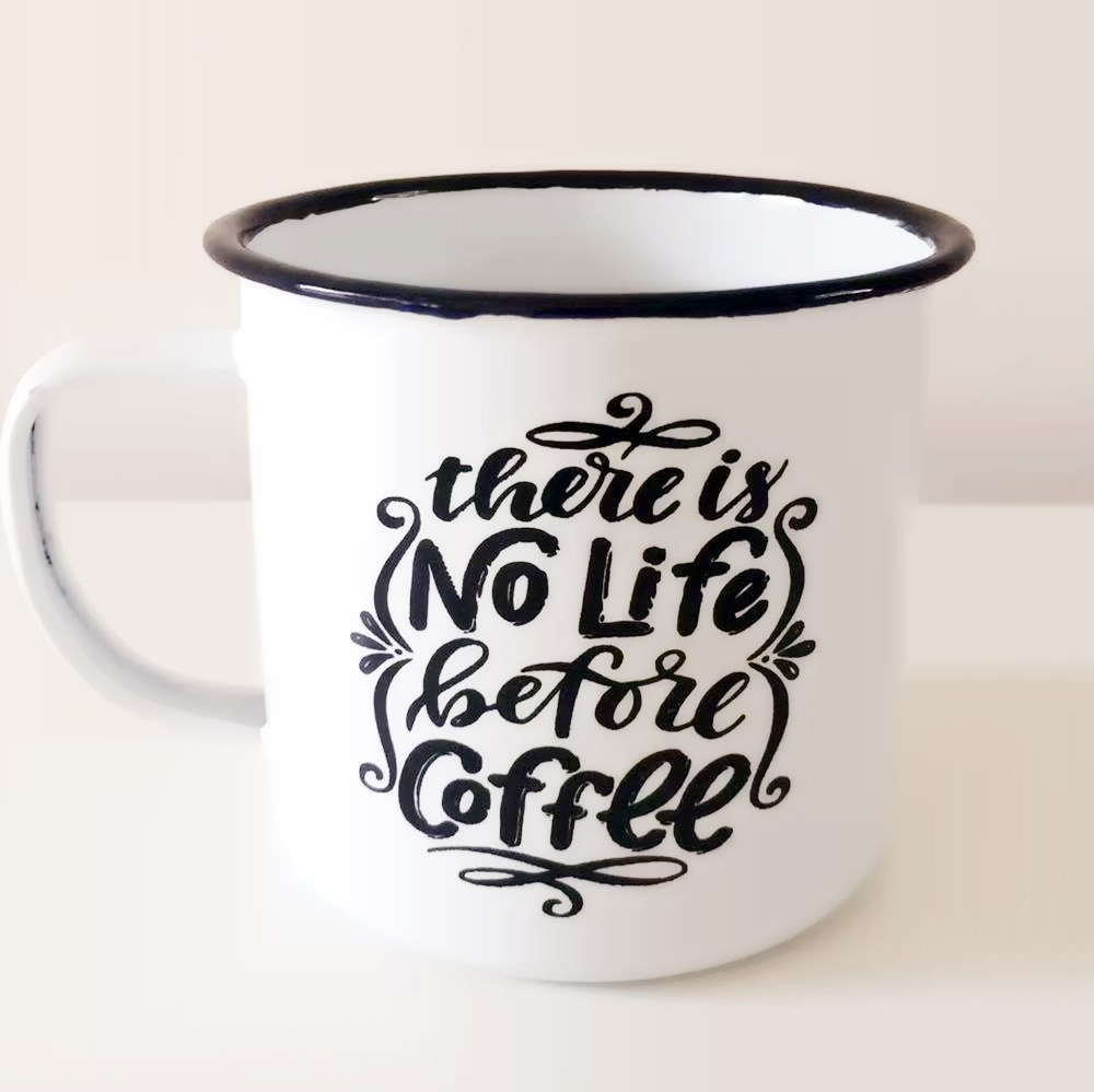 Latin Style Customized DIY Designs Enamelware Camping Mug