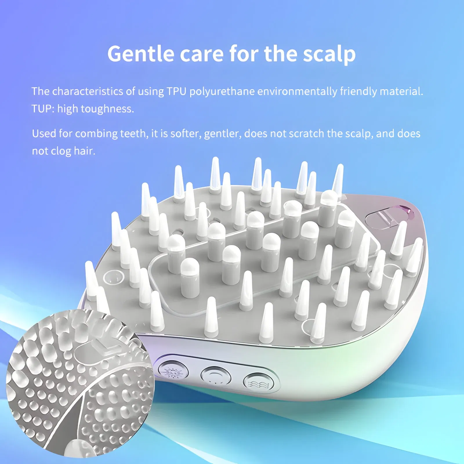 USB-Powered Electric Scalp Massage Comb Red Blue Light Ion Conditioner Comb Hair Brushes Hair Growth