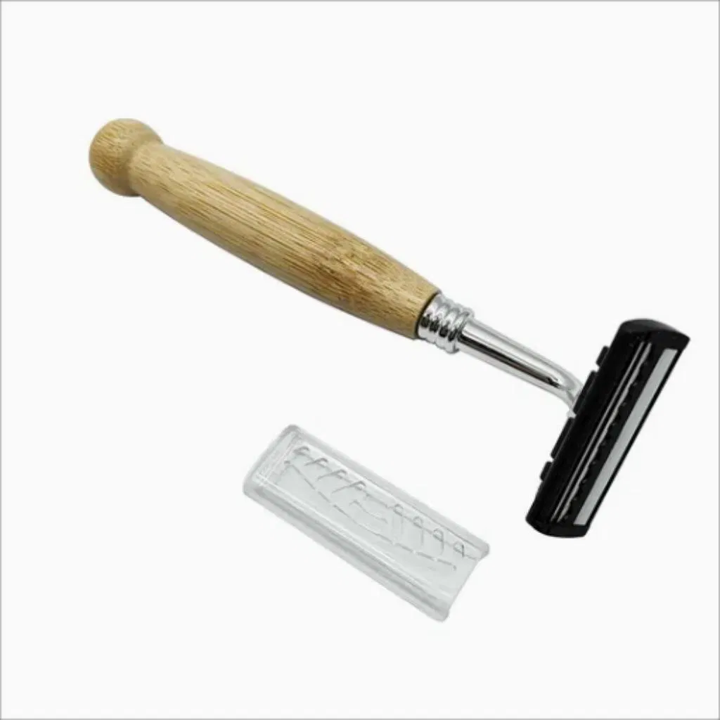 Reusable Men Skincare Grooming Eco-Friendly Bamboo Handle Stainless Razor