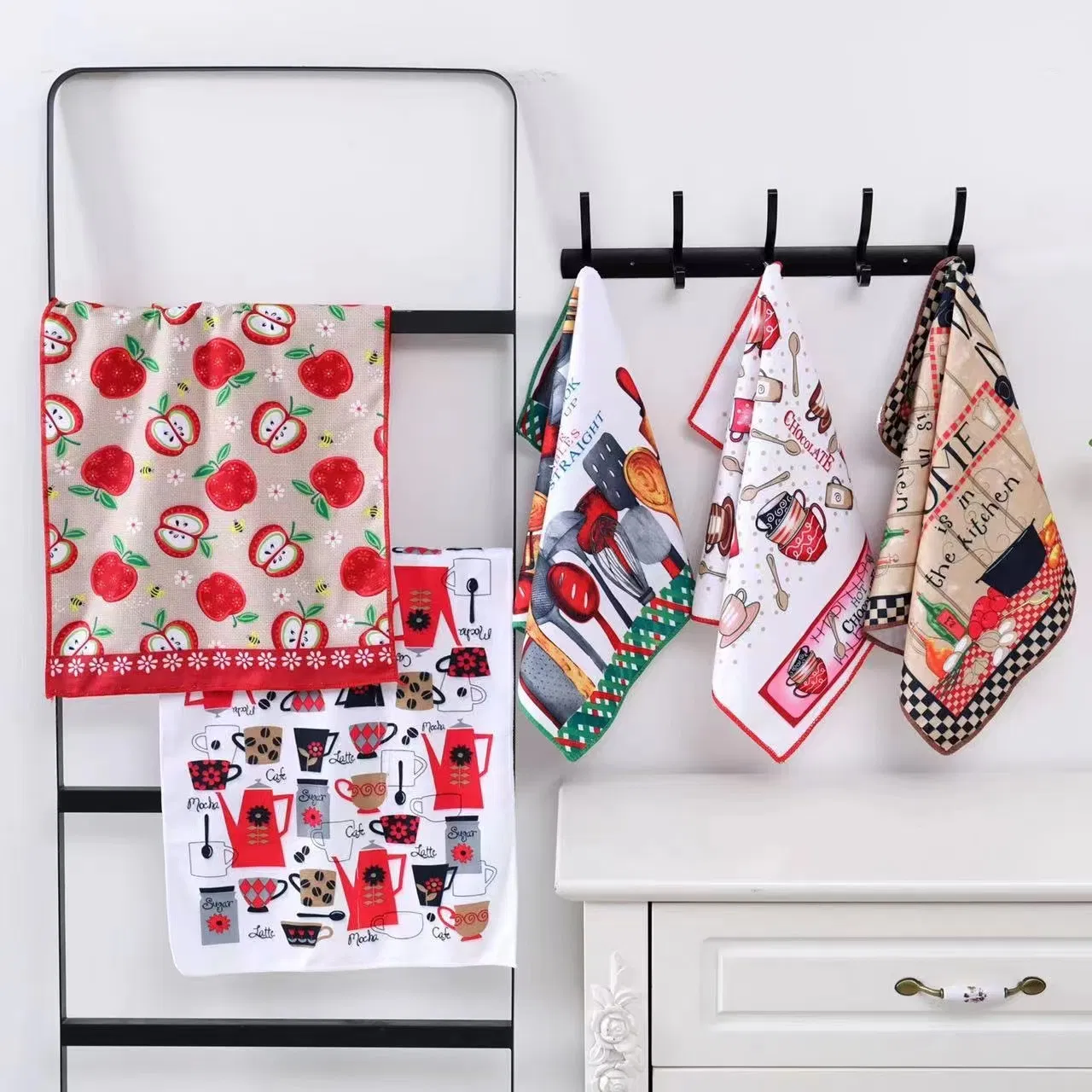 Wholesale 45*45cm White Plain Linen Cotton Kitchen Placemats Set Dish Tea Towels Napkin Mouth Cloth with Absorption
