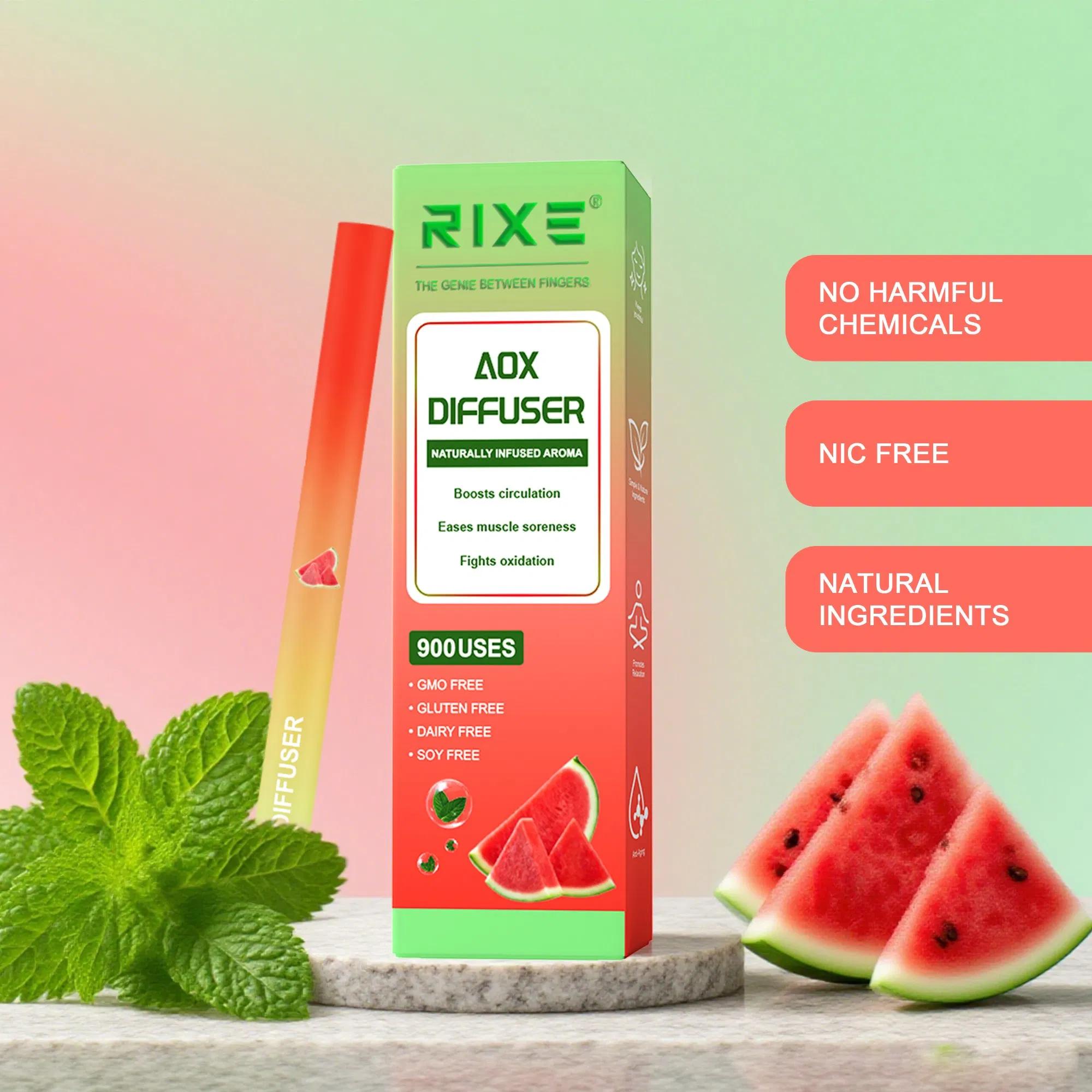Watermelon Mint Lavender Extracts for Lung Detoxification & Oral Air Freshening Herbal Diffusion Pen Relaxation Stick Solution