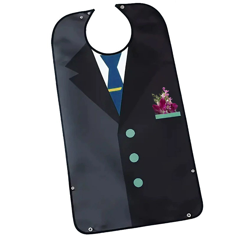 Women's Waterproof Soft Adult Poly Bibs Floral Senior Clothing Eating Apron