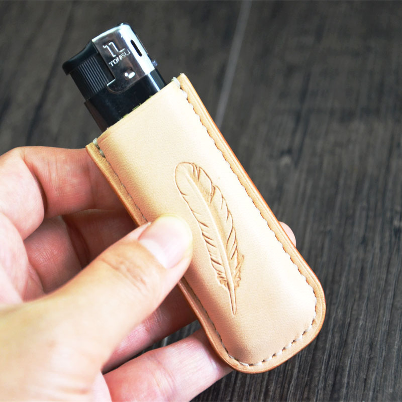 Ea392 Protective Storage Case Leather Box Mobile with Waterproof Travel Cigarette Keychain Holder Leash Logo Custom Vintage Lighter Cases