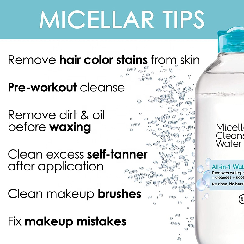 Private Label OEM Sensitive Skin Safe Makeup Remover Water Gentle Cleanse Micellar Cleansing Water