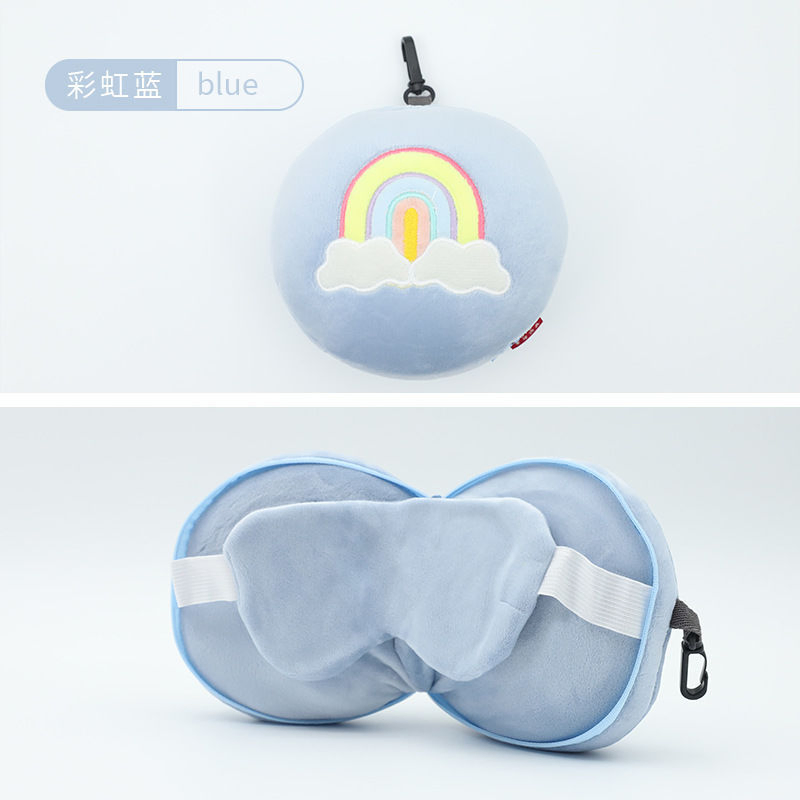 Portable 2 in 1 Neck Pillow Sleeping Mask Flight Sleep Rest Travel Eye Cover