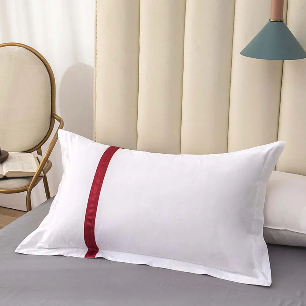 Premium Custom Washable Latex Soft Whita Bed Neck Pillow with Bag Double Line Made of Cotton for Quilted Nap Sleeping in Hotel/Guesthouses