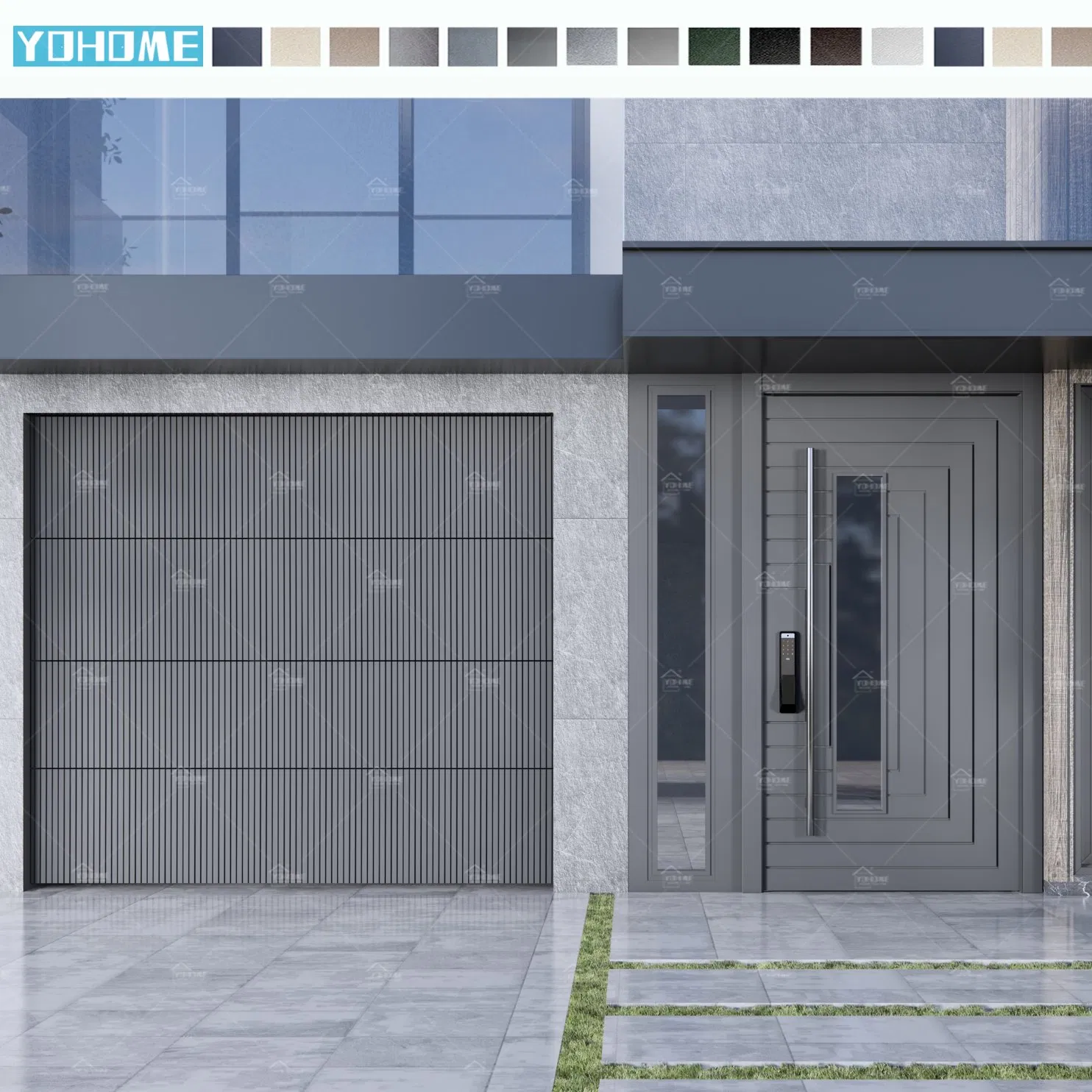 China Top Factory Wholesale Aluminium Modern Automated Garage Doors in Black