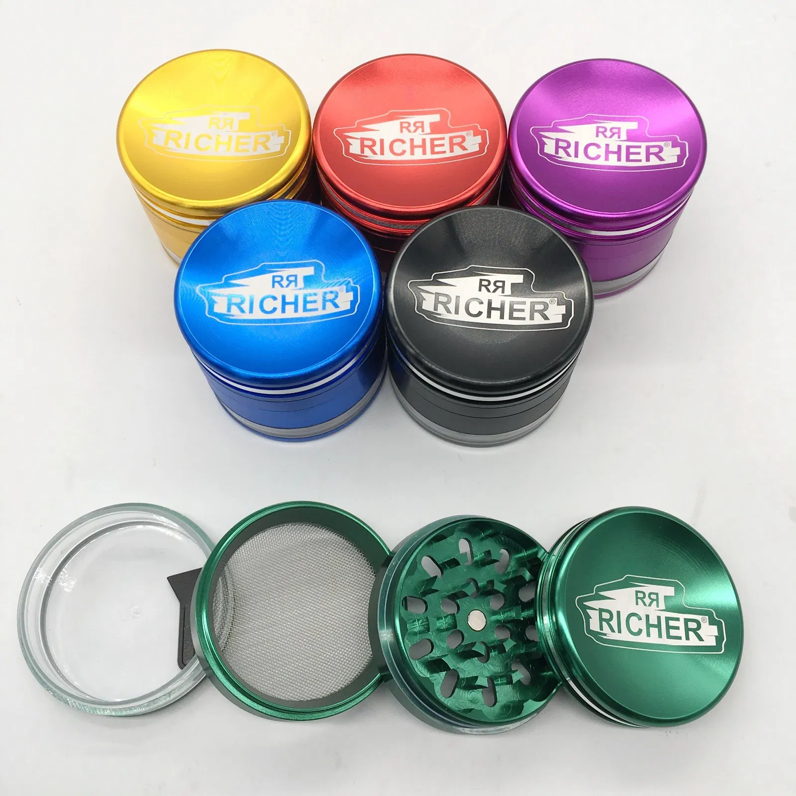 Custom Degradable Smoking Grinder Zinx Alloy Grinder Aluminium Alloy Grinder Acrylic Plastic Biodegradable Smoking Accessories