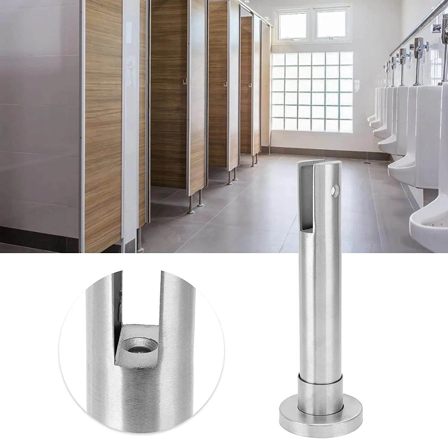 Stainless Steel Basic Toilet Cubicle Partition Adjustable Leg Wholesales with Zinc Alloy Support Leg